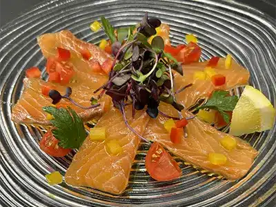 Salmon Carpaccio lemon soy sauce