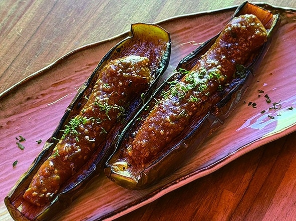 Green Chili Miso Eggplant