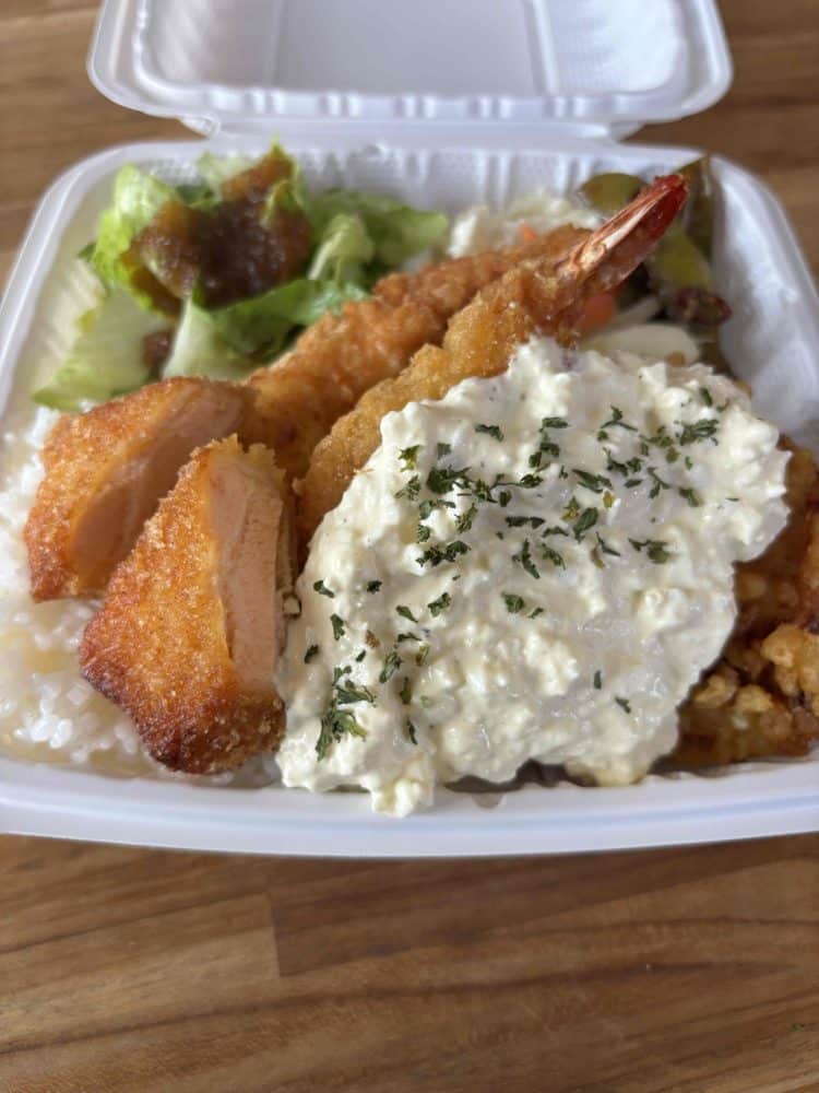 TarTar Brother! bento with shrimp, salmon cutlet and homemade tartar