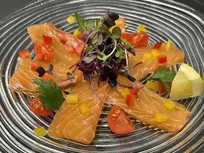 Salmon Carpaccio lemon soy sauce